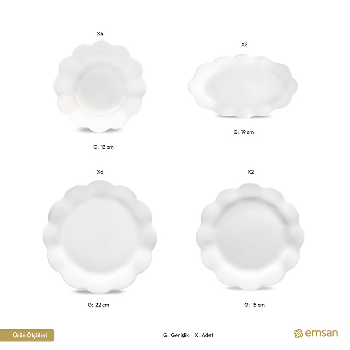 Emsan Bloom 14 Parça 6 Kişilik Kahvaltı Takımı Beyaz