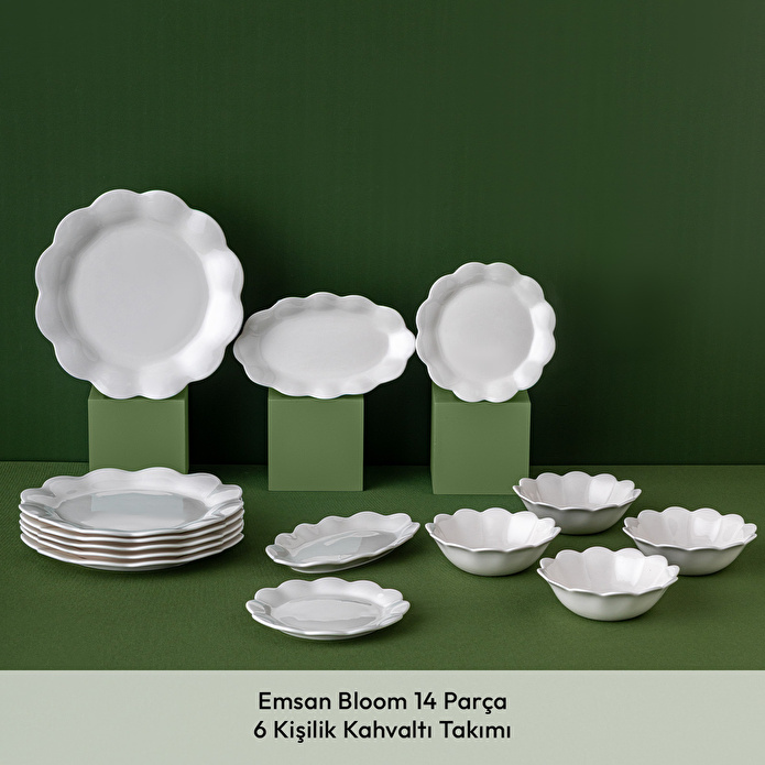 Emsan Bloom 14 Parça 6 Kişilik Kahvaltı Takımı Beyaz