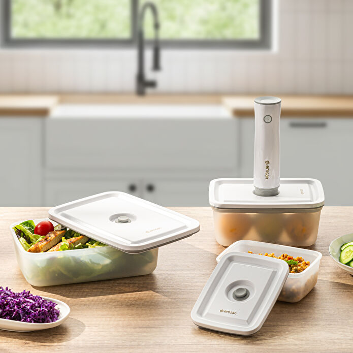 Emsan Freshlock Vakum Makineli 3'lü Saklama Kabı