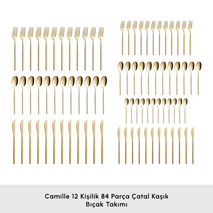 Karaca Camille 12 Kişilik 84 Parça Çatal Kaşık Bıçak Takımı
