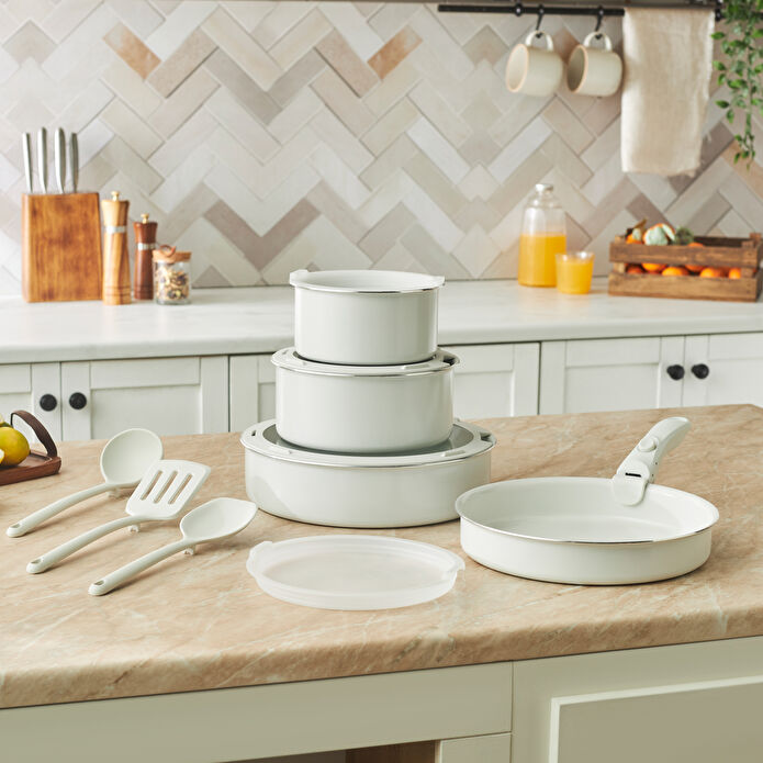 Karaca X Refika Swiss Crystal Easy Clip İndüksiyon Tabanlı 12 Parça Tencere Seti Pure White