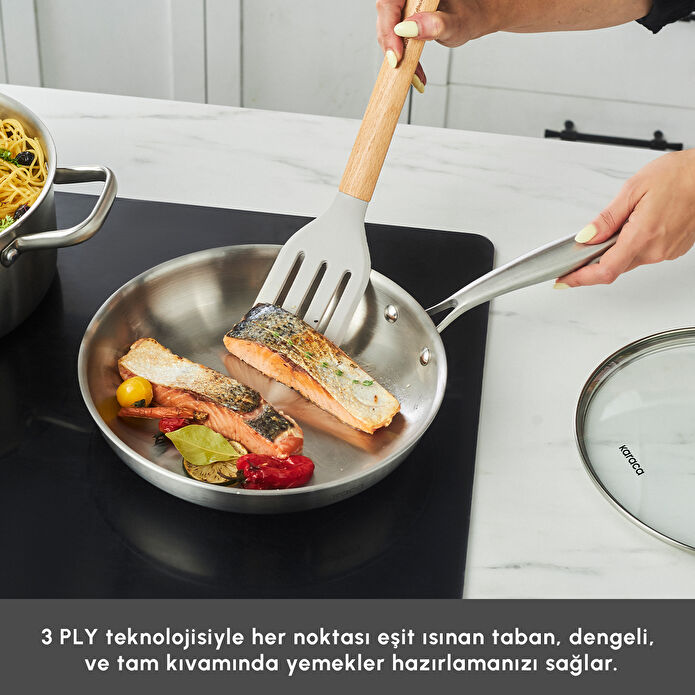 Karaca Power Steel 316+ 3Ply Akita İndüksiyon Tabanlı 7 Parça Çelik Tencere Seti