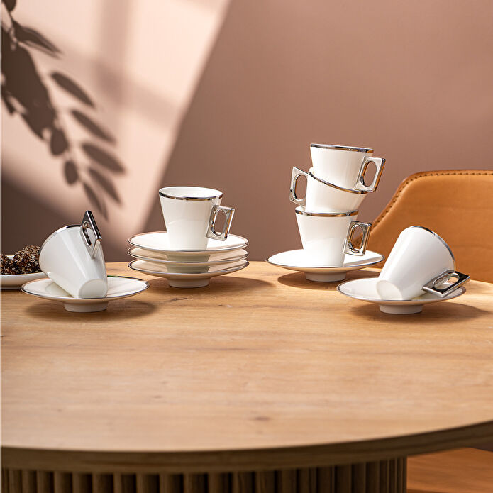 Emsan Zen 6'lı Kahve Fincan Takımı Platin 80 ml