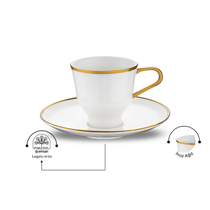 Emsan Mizu 6'lı Kahve Fincan Takımı Gold 90 ml