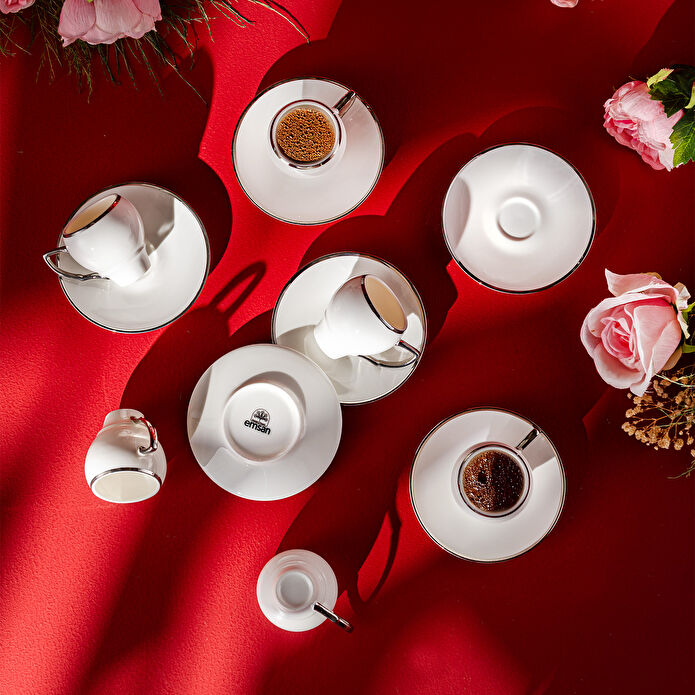Emsan Florea 6'lı Kahve Fincan Takımı Platin 90 ml