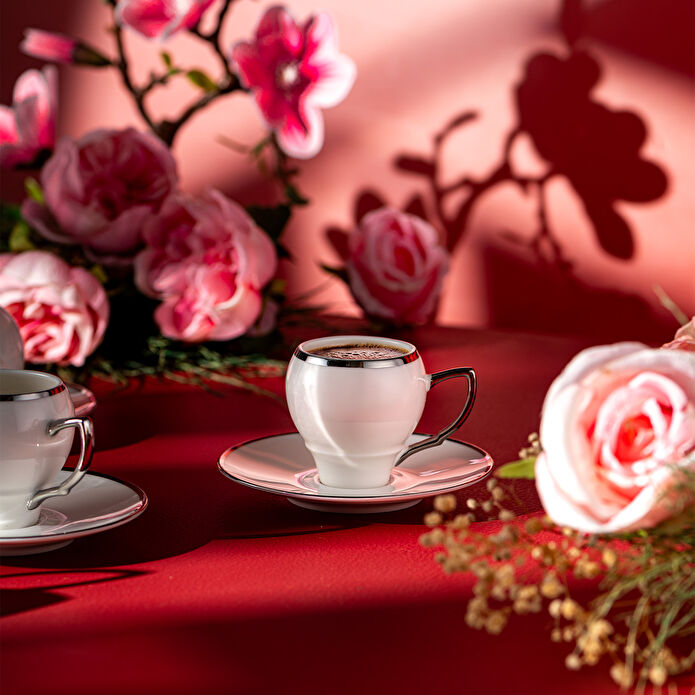 Emsan Florea 6'lı Kahve Fincan Takımı Platin 90 ml