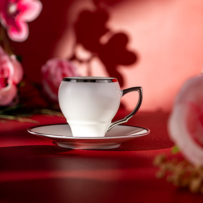 Emsan Florea 6'lı Kahve Fincan Takımı Platin 90 ml