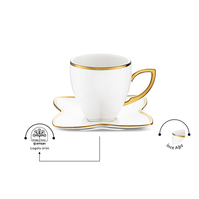 Emsan Kardelen 6'lı Kahve Fincan Takımı Gold 90 ml