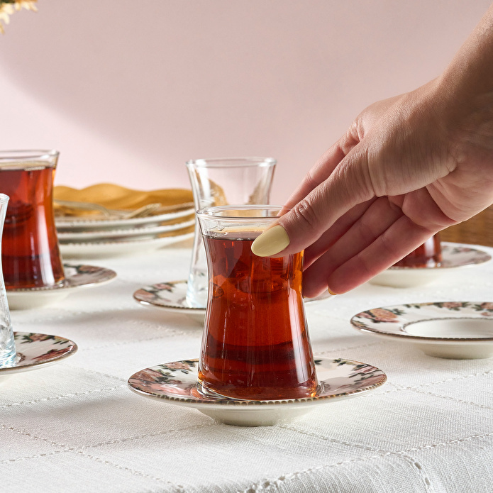 Karaca Rosetta 12 Parça 6 Kişilik Çay Bardağı Seti