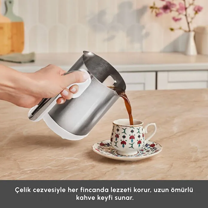 Karaca Hatır Neo Inox Çelik Cezveli Türk Kahve Makinesi White