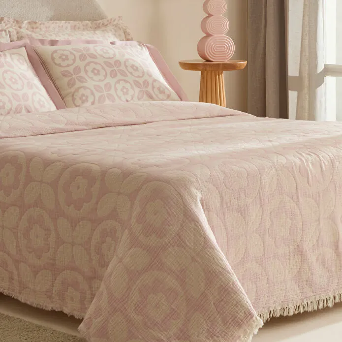 Karaca Home Shayla Pembe Baskılı Müslin Pike Takımı
