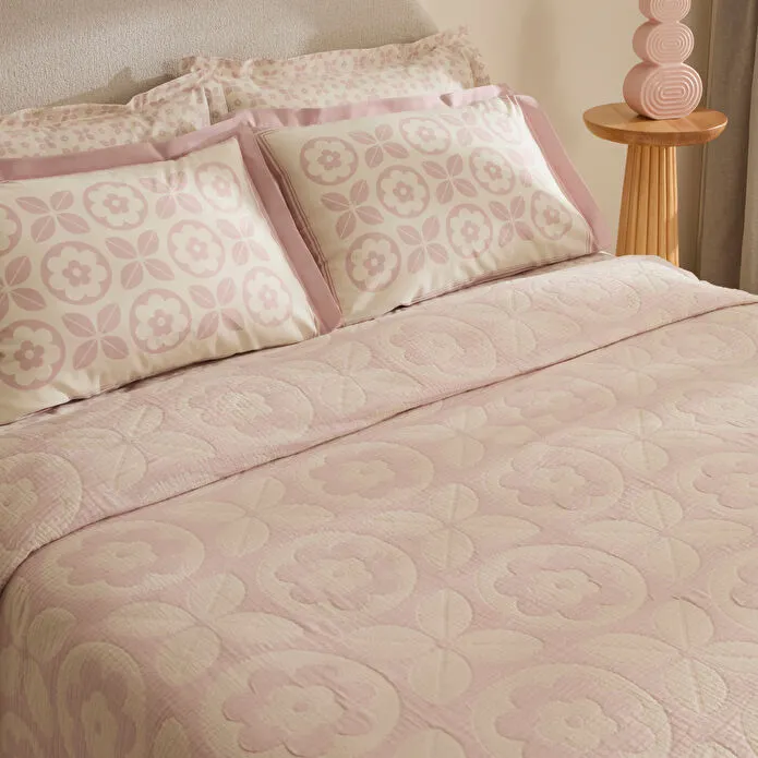 Karaca Home Shayla Pembe Baskılı Müslin Pike Takımı