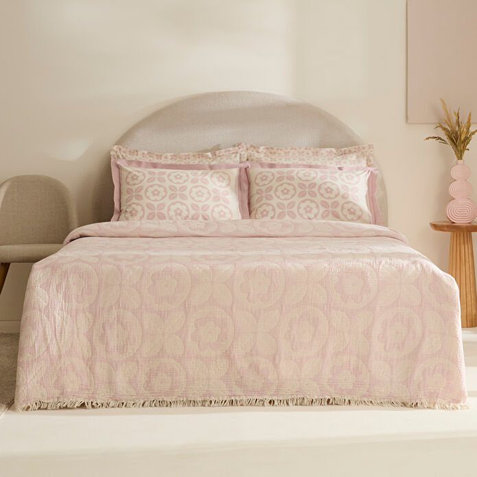 Karaca Home Shayla Pembe Baskılı Müslin Pike Takımı