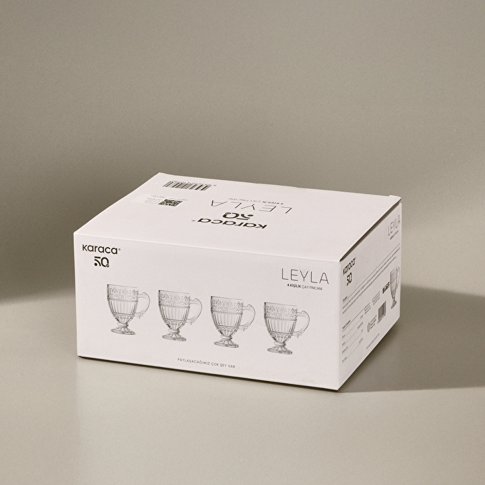Karaca Leyla 4 Kişilik Çay Fincan Seti 190 ml