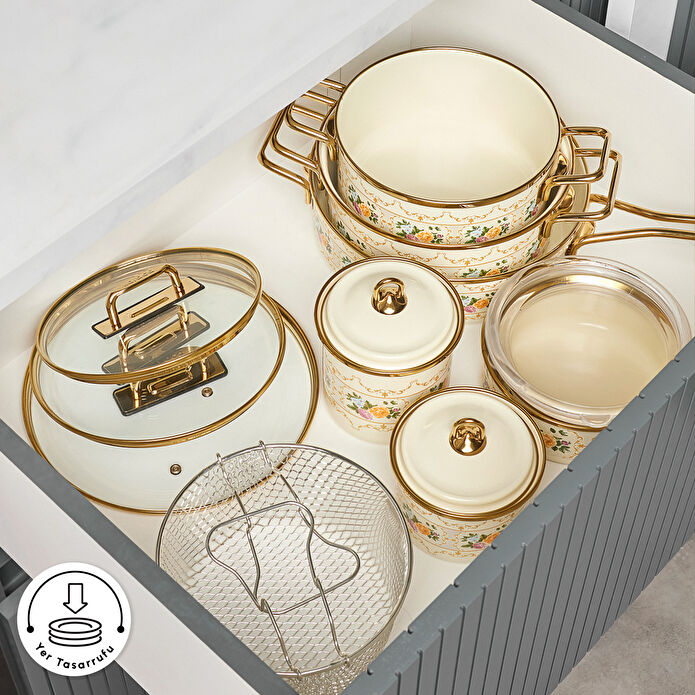 Karaca Viyan 14 Parça Tencere Seti, Baharat Takımı ve Saklama Kabı