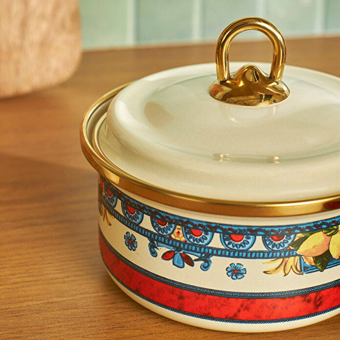 Karaca Amalfi Emaye 3'lü Büyük Boy Kavanoz Seti