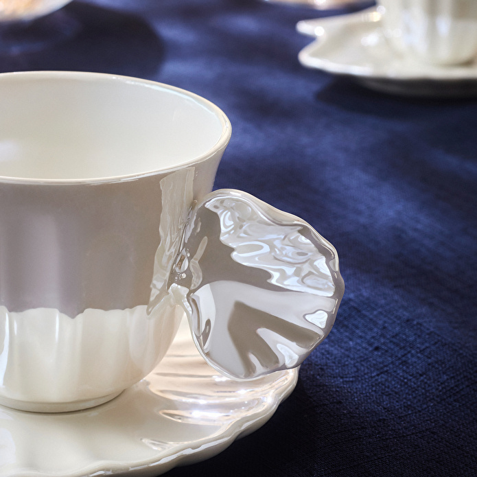 Karaca İstiridye Lüsterli 2 Kişilik Çay Fincan Takımı 200 ml