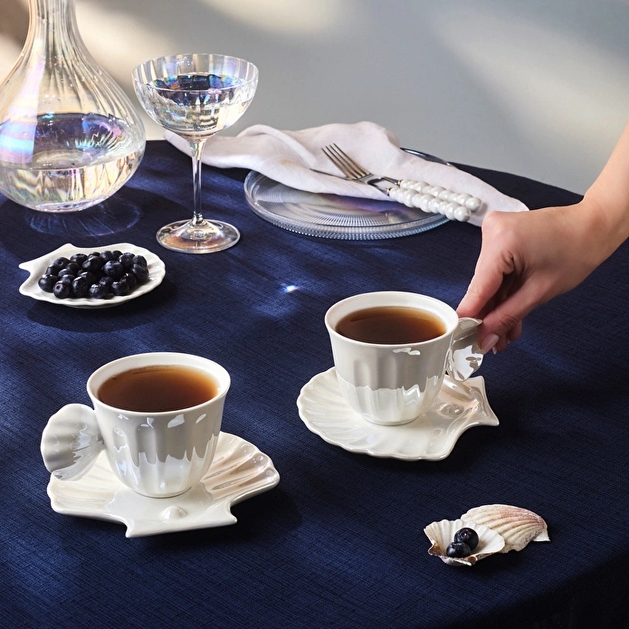 Karaca İstiridye Lüsterli 2 Kişilik Çay Fincan Takımı 200 ml