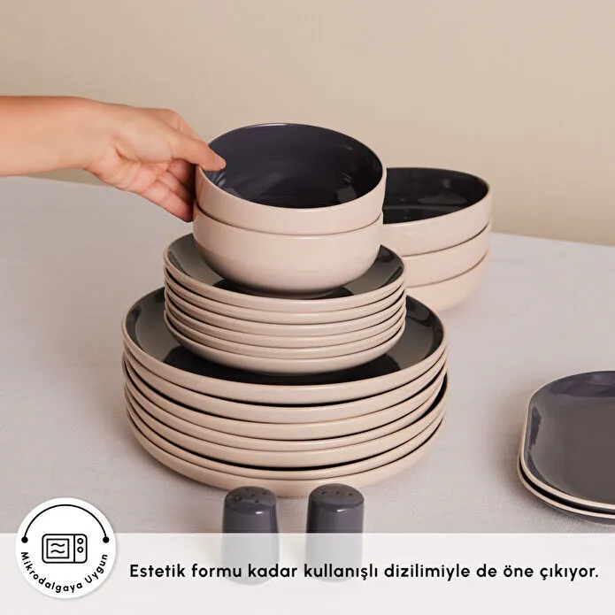 Karaca Earth Collection Terra 36 Parça 8 Kişilik Yemek Takımı Antrasit