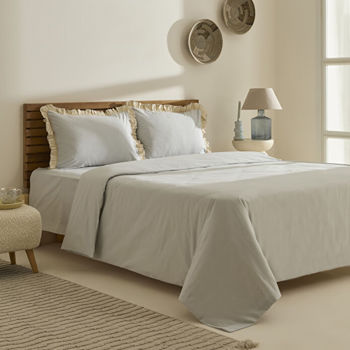 Kaşmir Home Lisa %100 Pamuk Çift Kişilik Nevresim Takımı Gri