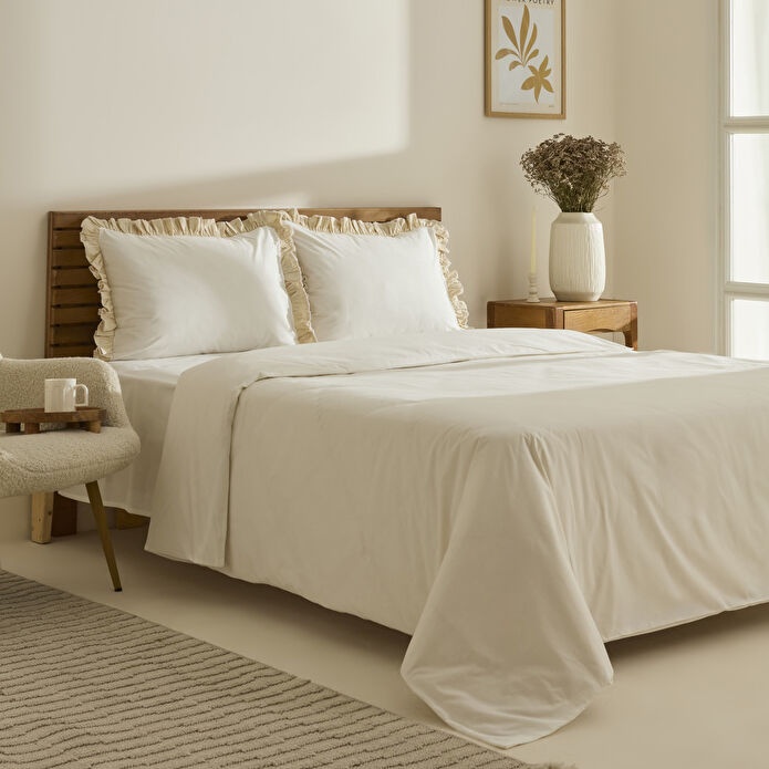 Kaşmir Home Lisa %100 Pamuk Çift Kişilik Nevresim Takımı Offwhite