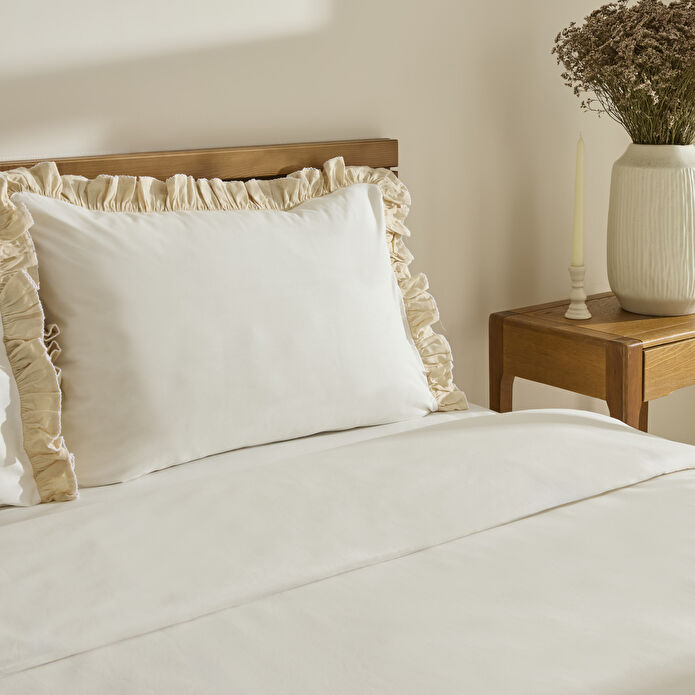 Kaşmir Home Lisa %100 Pamuk Tek Kişilik Nevresim Takımı Offwhite