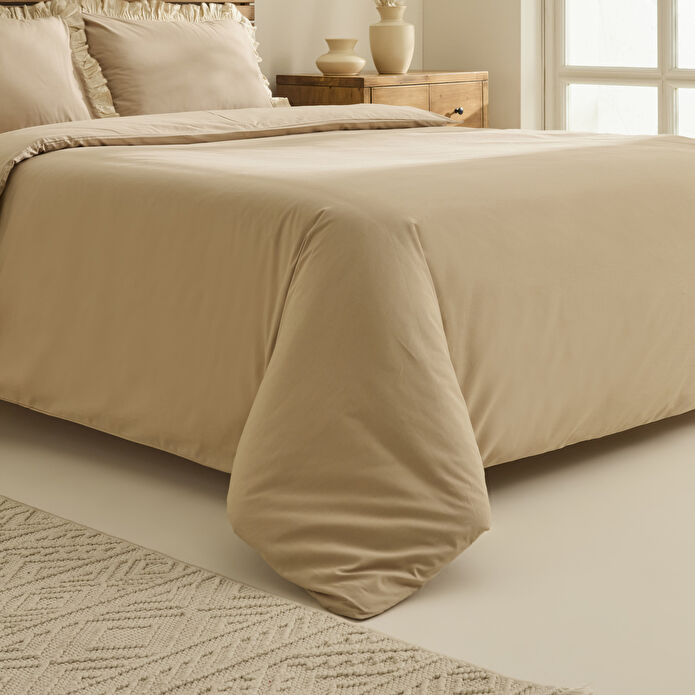 Kaşmir Home Lisa %100 Pamuk Çift Kişilik Nevresim Takımı Bej