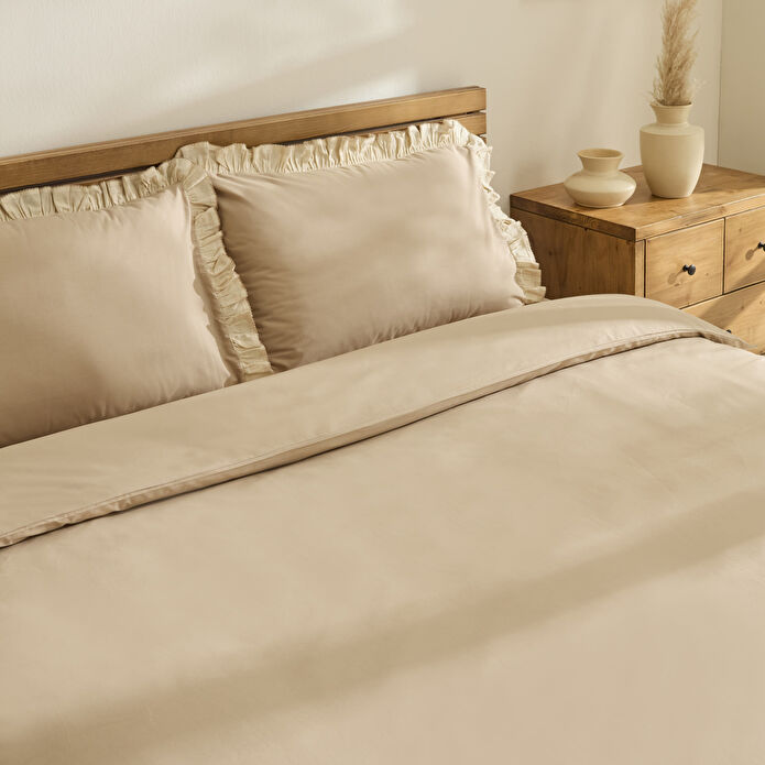 Kaşmir Home Lisa %100 Pamuk Çift Kişilik Nevresim Takımı Bej