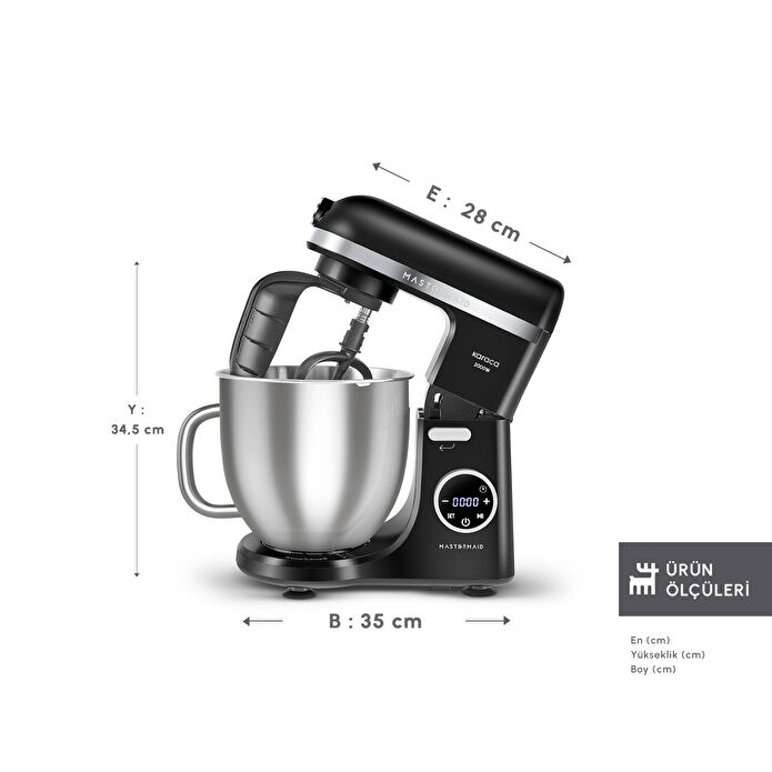 Karaca Mastermaid Chef Ultra D2000W Dijital Ekranlı Hamur Yoğurma Makinesi Black 7L