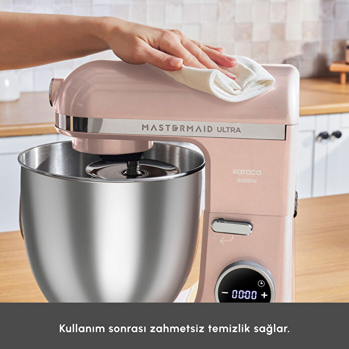 Karaca Mastermaid Chef Ultra D2000W Dijital Ekranlı Hamur Yoğurma Makinesi Pearly Pink 7L