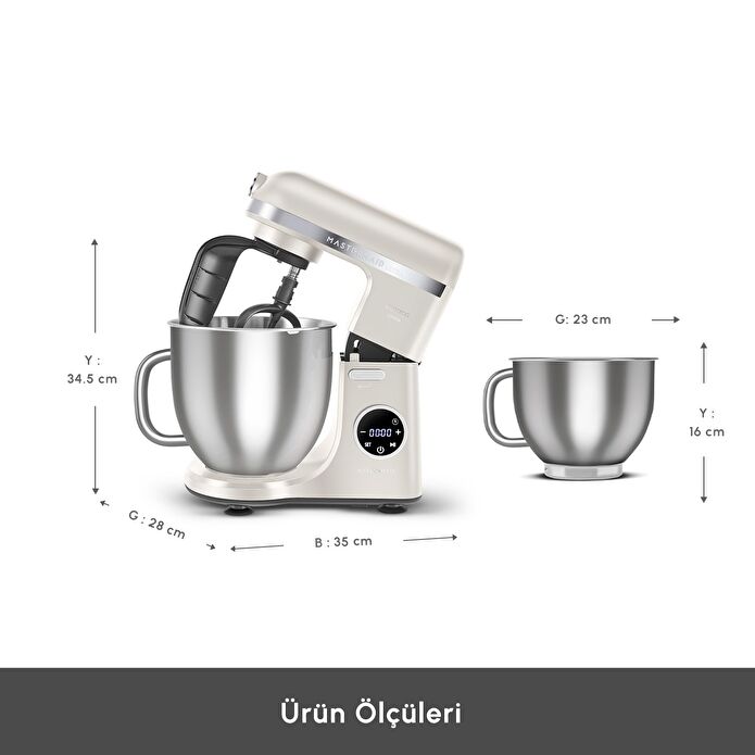 Karaca Mastermaid Chef Ultra D2000W Dijital Ekranlı Hamur Yoğurma Makinesi Starlight 7L