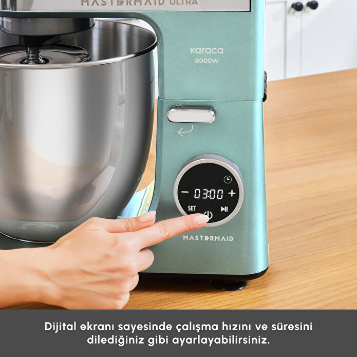 Karaca Mastermaid Chef Ultra D2000W Dijital Ekranlı Hamur Yoğurma Makinesi Tiffany 7L 