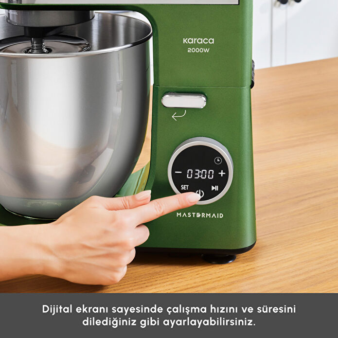 Karaca Mastermaid Chef Ultra D2000W Dijital Ekranlı Hamur Yoğurma Makinesi Emerald Green 7L
