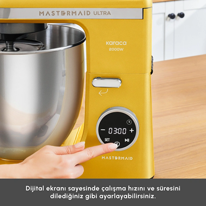Karaca Mastermaid Chef Ultra D2000W Dijital Ekranlı Hamur Yoğurma Makinesi Pineapple Yellow 7L