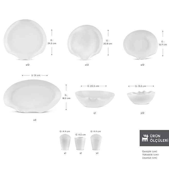 Karaca Earth Collection Crest 55 Parça 12 Kişilik Yemek Takımı