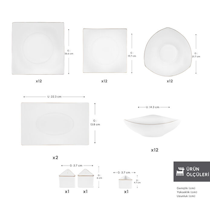 Karaca Stream Bone Jüpiter 53 Parça 12 Kişilik Yemek Takımı Gold