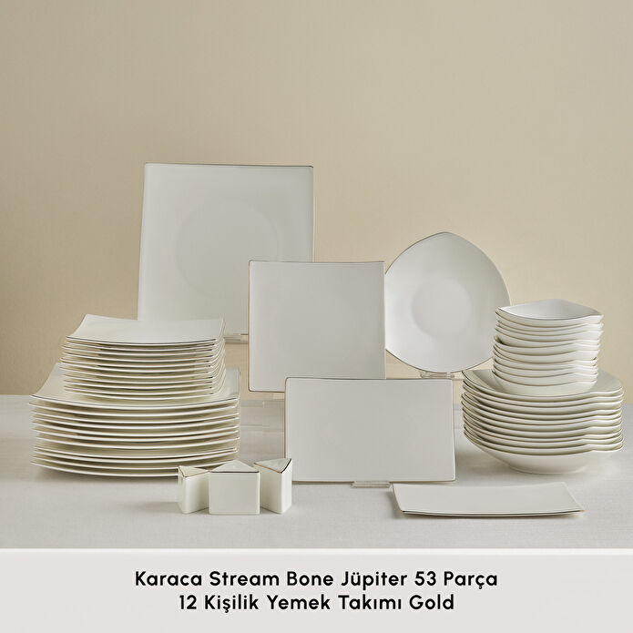 Karaca Stream Bone Jüpiter 53 Parça 12 Kişilik Yemek Takımı Gold