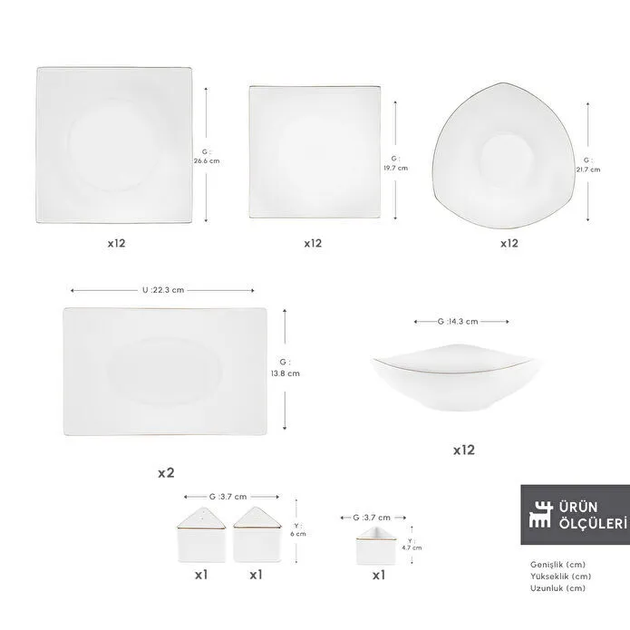 Karaca Stream Bone Jüpiter 53 Parça 12 Kişilik Yemek Takımı Gold