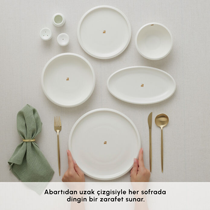 Karaca Stream Bone Neptun Gold Logo 53 Parça 12 Kişilik Yemek Takımı