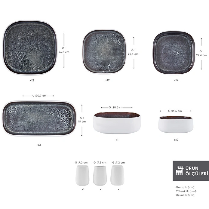 Karaca Earth Collection Regina White 55 Parça 12 Kişilik Yemek Takımı