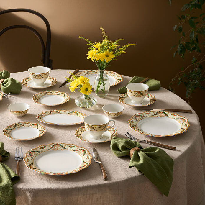 Karaca Forever Bone Orlando 26 Parça 6 Kişilik Kahvaltı Takımı