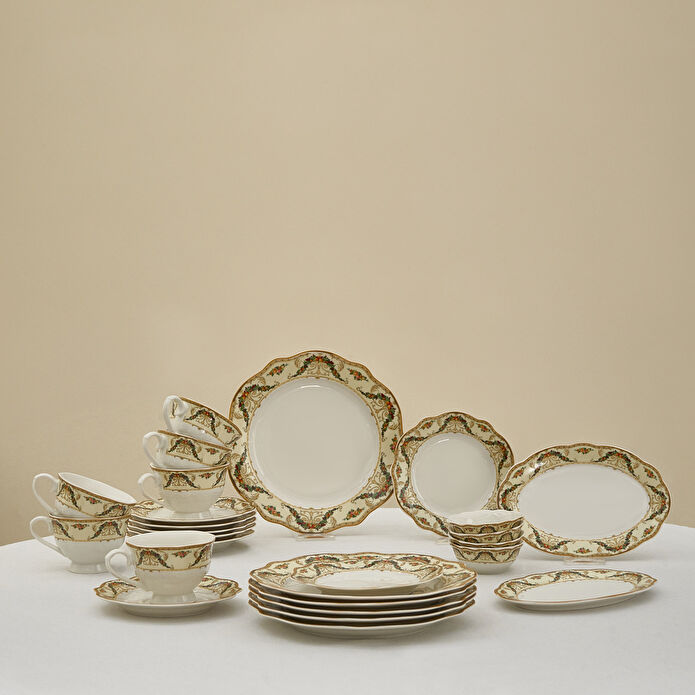 Karaca Forever Bone Orlando 26 Parça 6 Kişilik Kahvaltı Takımı