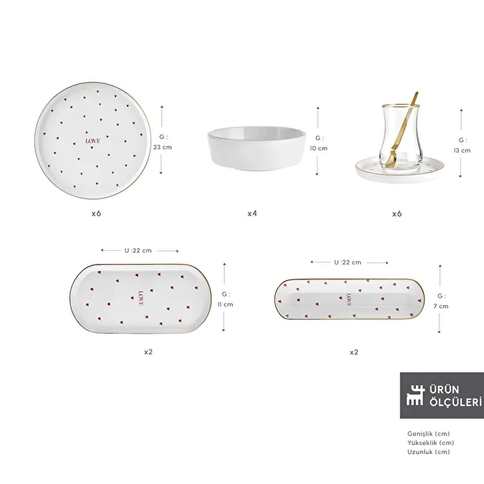 Karaca Lovin 32 Parça 6 Kişilik Kahvaltı Takımı Gold