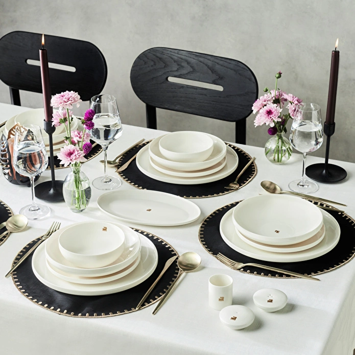 Karaca Stream Bone Merope Gold Logo 53 Parça 12 Kişilik Yemek Takımı