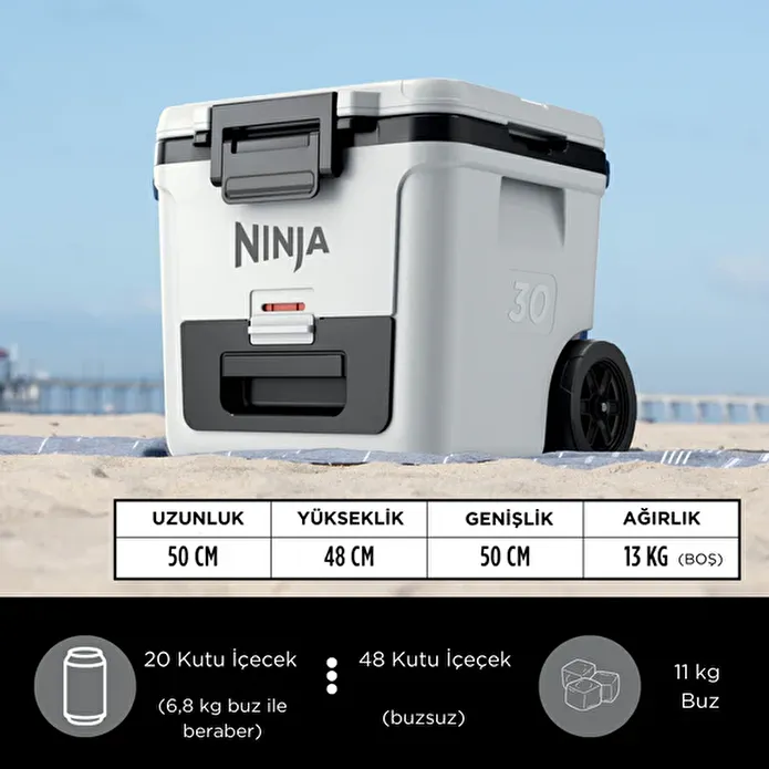 Ninja FrostVault Tekerlekli Cooler 28 Litre Beyaz