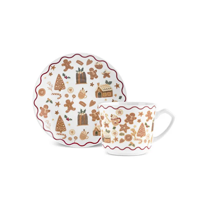 Karaca New Year Yılbaşı Gingerbread 6 Kişilik Kahve Fincan Takımı 80 ml
