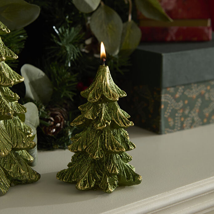 Karaca Home New Year Yılbaşı Çam Ağacı Şekilli Mum Yeşil