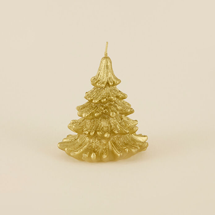 Karaca Home New Year Yılbaşı Çam Ağacı Şekilli Mum Gold 8,5 x 8,5 x 9,5 cm