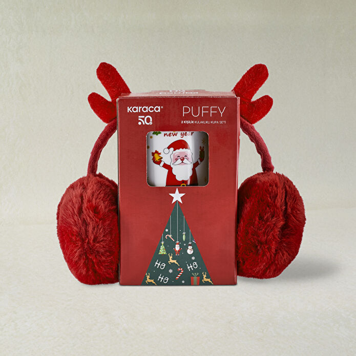Karaca New Year Yılbaşı Puffy 2 Kişilik Kulaklıklı Kupa Seti