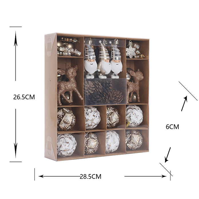 Karaca Home New Year Yılbaşı Bronze 65 Parça Ağaç Süsü Seti